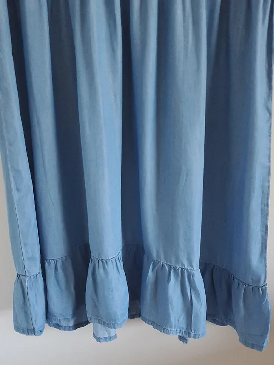 NWT Molly Bracken Denim Light Blue Flared Chambray Mini Dress Sz XL Coquette - Picture 6 of 16